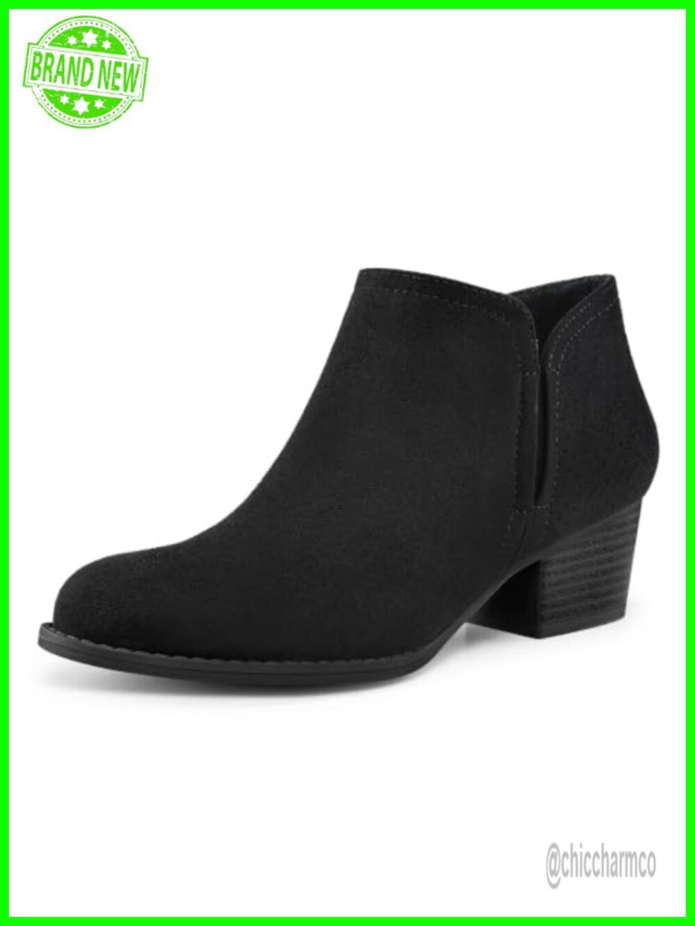 Women's Ankle Boots Chunky Stacked Block Heel Booties Side Zip